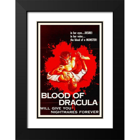 Blood of Dracula - One Sheet Black Modern Wood Framed Art Print with Double Matting by Hollywood Photo Archive