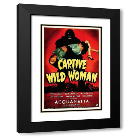 Captive Wild Woman Black Modern Wood Framed Art Print with Double Matting by Hollywood Photo Archive