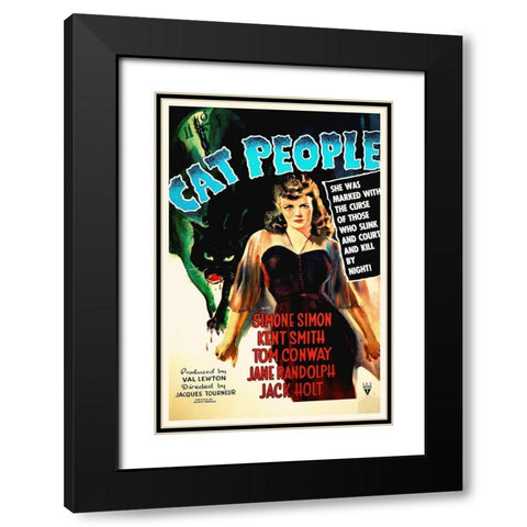 Cat People Black Modern Wood Framed Art Print with Double Matting by Hollywood Photo Archive
