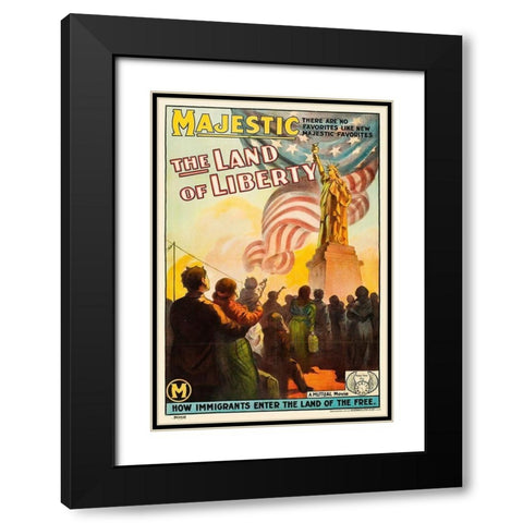 Majestic - The Land of Liberty - How Immigrants Enter the Land of the Free Black Modern Wood Framed Art Print with Double Matting by Hollywood Photo Archive