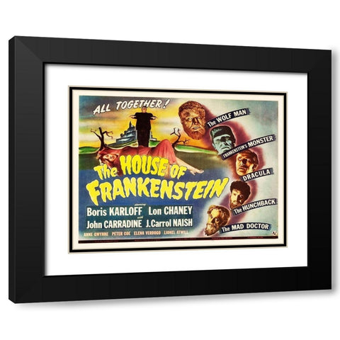 The House of Frankenstein Black Modern Wood Framed Art Print with Double Matting by Hollywood Photo Archive