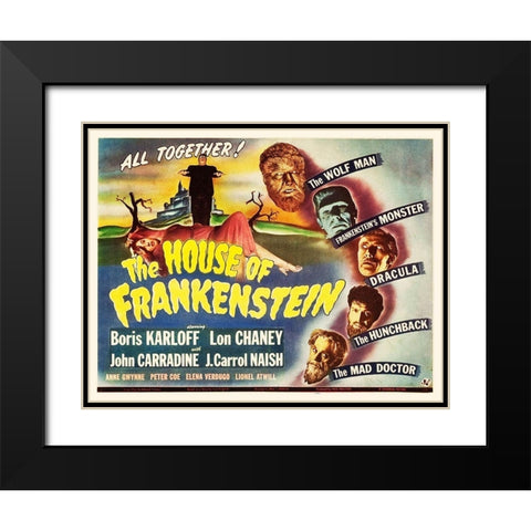 The House of Frankenstein Black Modern Wood Framed Art Print with Double Matting by Hollywood Photo Archive