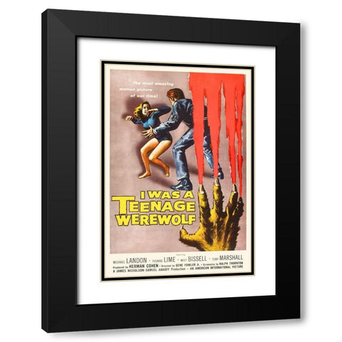 I Was A Teenage Werewolf Black Modern Wood Framed Art Print with Double Matting by Hollywood Photo Archive