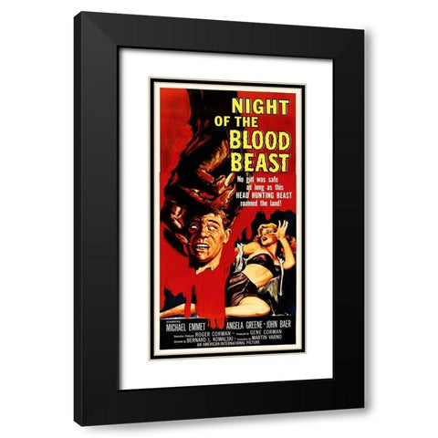 Night of The Blood Beast Black Modern Wood Framed Art Print with Double Matting by Hollywood Photo Archive