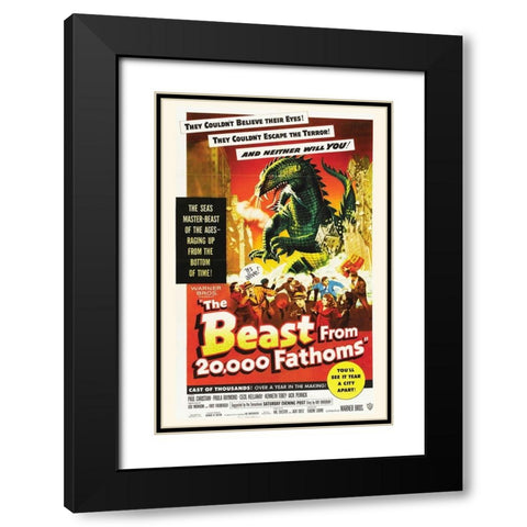 The Beast from 20,000 Fathoms Black Modern Wood Framed Art Print with Double Matting by Hollywood Photo Archive