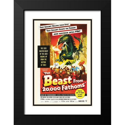 The Beast from 20,000 Fathoms Black Modern Wood Framed Art Print with Double Matting by Hollywood Photo Archive