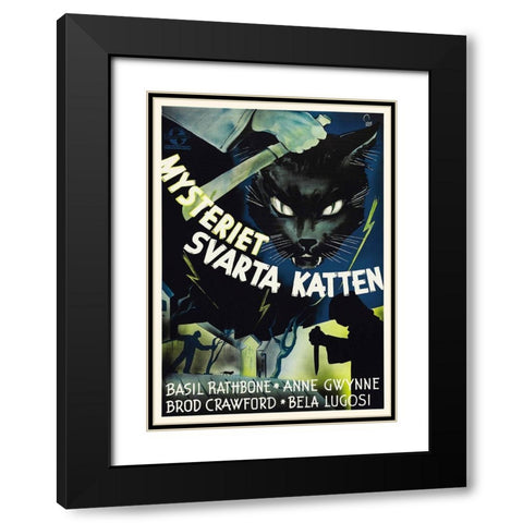Swedish - The Black Cat Black Modern Wood Framed Art Print with Double Matting by Hollywood Photo Archive
