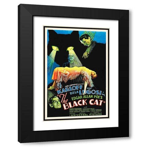 The Black Cat Black Modern Wood Framed Art Print with Double Matting by Hollywood Photo Archive