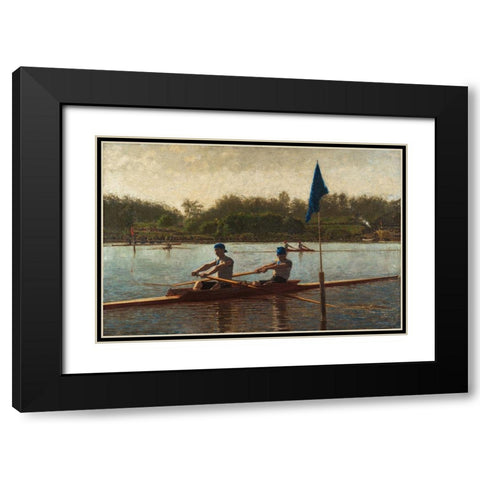 The Biglin Brothers Turning the Stake Black Modern Wood Framed Art Print with Double Matting by Eakins, Thomas