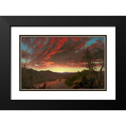 Twilight in the Wilderness Black Modern Wood Framed Art Print with Double Matting by Church, Frederic Edwin