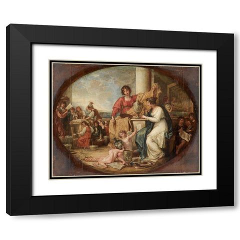 British Manufactory A Sketch Black Modern Wood Framed Art Print with Double Matting by West, Benjamin