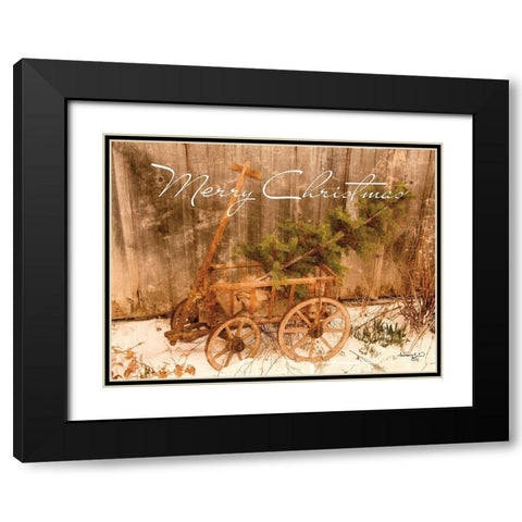 Merry Christmas Black Modern Wood Framed Art Print with Double Matting by Smith, Anthony