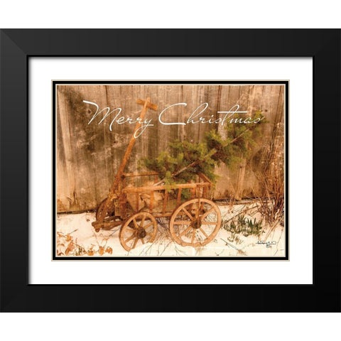 Merry Christmas Black Modern Wood Framed Art Print with Double Matting by Smith, Anthony