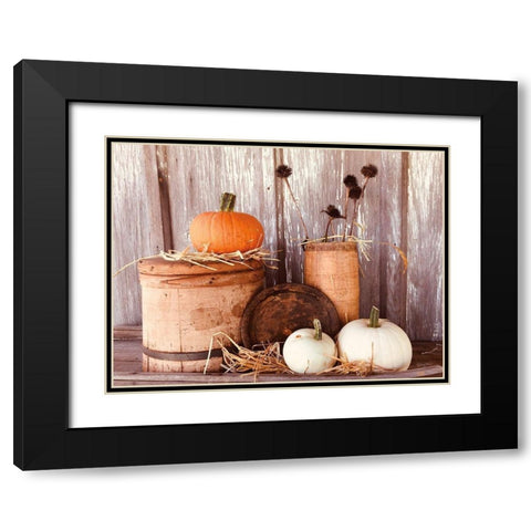 Autumn Pumpkins Black Modern Wood Framed Art Print with Double Matting by Smith, Anthony