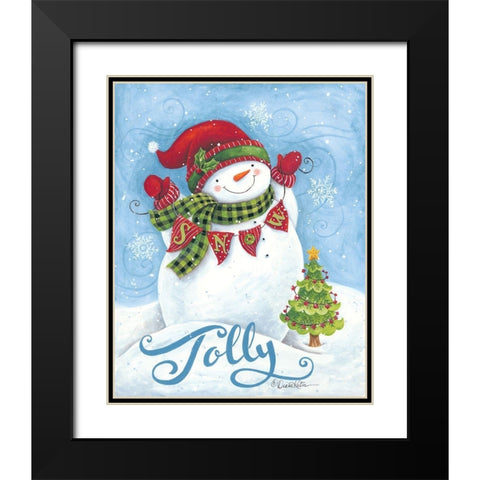 Jolly Snowman Black Modern Wood Framed Art Print with Double Matting by Kater, Diane