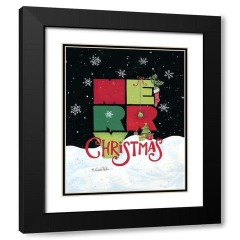 Merry Christmas Black Modern Wood Framed Art Print with Double Matting by Kater, Diane