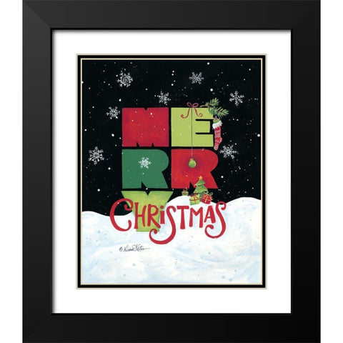 Merry Christmas Black Modern Wood Framed Art Print with Double Matting by Kater, Diane