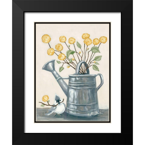 Sharing Flowers with a Friend Black Modern Wood Framed Art Print with Double Matting by Baker, Sara