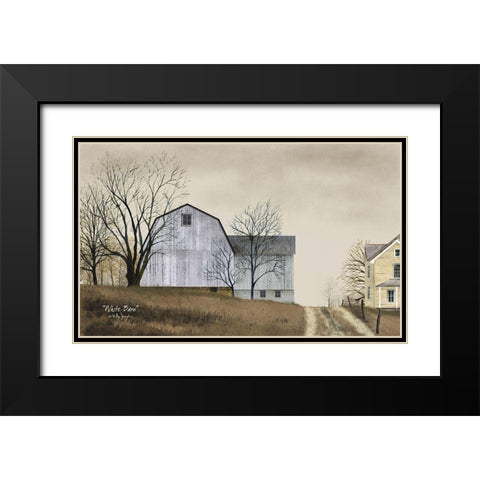 White Barn Black Modern Wood Framed Art Print with Double Matting by Jacobs, Billy