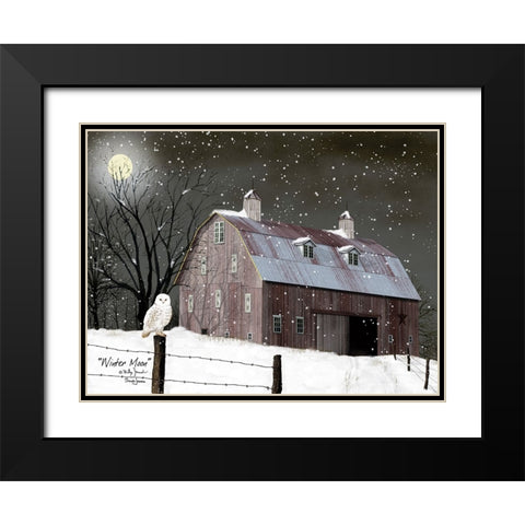 Winter Moon Black Modern Wood Framed Art Print with Double Matting by Jacobs, Billy