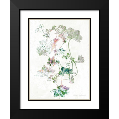 Boho Geranium Botanical Black Modern Wood Framed Art Print with Double Matting by Bluebird Barn