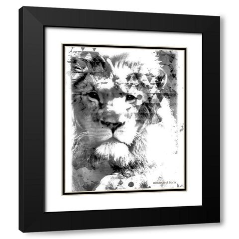 Modern Black And White Lion Black Modern Wood Framed Art Print with Double Matting by Bluebird Barn
