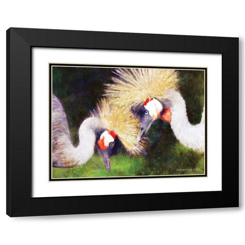 Two Cranes Black Modern Wood Framed Art Print with Double Matting by Bluebird Barn