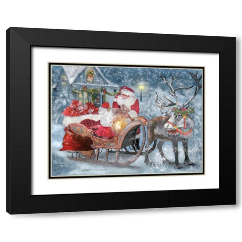 Santas Little Helper Black Modern Wood Framed Art Print with Double Matting by Bluebird Barn