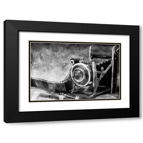 Vintage Camera Black and White Black Modern Wood Framed Art Print with Double Matting by Bluebird Barn