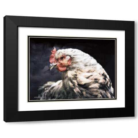Rooster Portrait Black Modern Wood Framed Art Print with Double Matting by Bluebird Barn