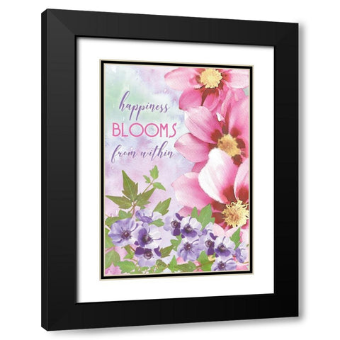 Happiness Blooms Within Black Modern Wood Framed Art Print with Double Matting by Bluebird Barn