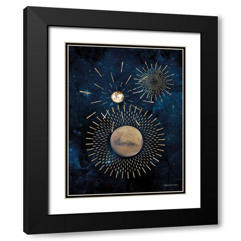 Gold Celestial Rays III Black Modern Wood Framed Art Print with Double Matting by Bluebird Barn