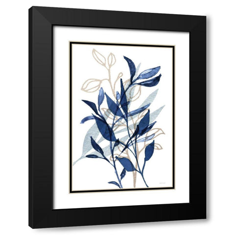 Botanical Blues I Black Modern Wood Framed Art Print with Double Matting by Bluebird Barn