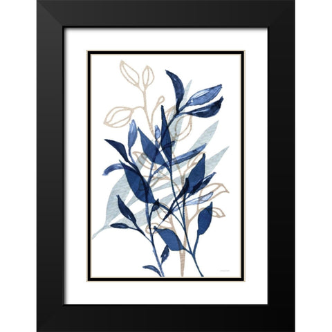 Botanical Blues I Black Modern Wood Framed Art Print with Double Matting by Bluebird Barn