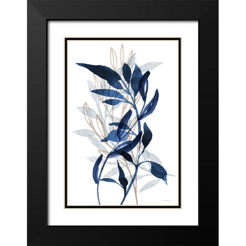 Botanical Blues II Black Modern Wood Framed Art Print with Double Matting by Bluebird Barn
