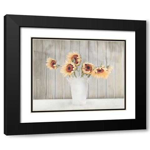 Country Sunflower Vase Black Modern Wood Framed Art Print with Double Matting by Bluebird Barn