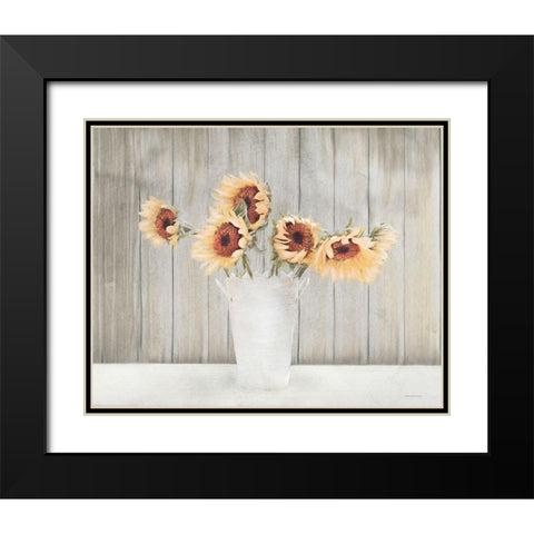 Country Sunflower Vase Black Modern Wood Framed Art Print with Double Matting by Bluebird Barn