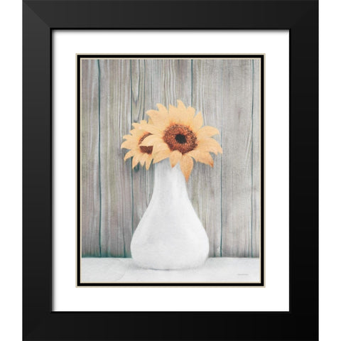 Farmhouse Sunflowers Black Modern Wood Framed Art Print with Double Matting by Bluebird Barn