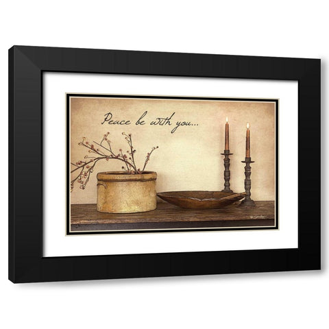 Peace Be With You Black Modern Wood Framed Art Print with Double Matting by Boyer, Susie