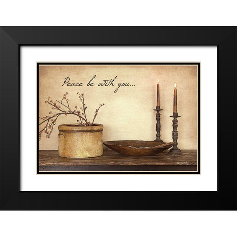 Peace Be With You Black Modern Wood Framed Art Print with Double Matting by Boyer, Susie