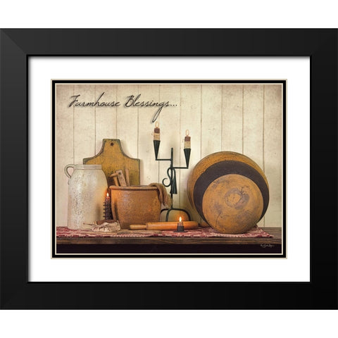 Farmhouse Blessings Black Modern Wood Framed Art Print with Double Matting by Boyer, Susie