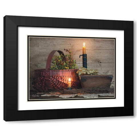 The Red Basket Black Modern Wood Framed Art Print with Double Matting by Boyer, Susie