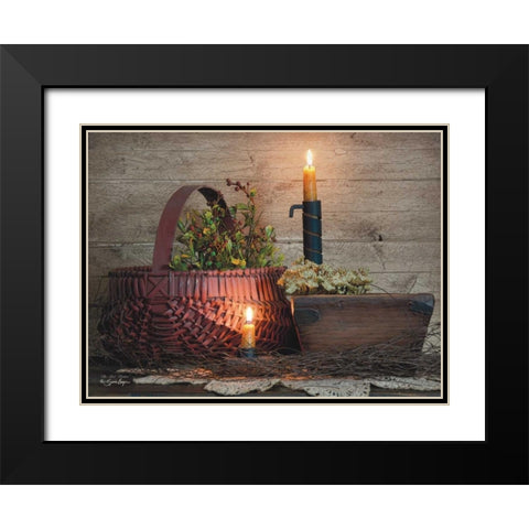 The Red Basket Black Modern Wood Framed Art Print with Double Matting by Boyer, Susie