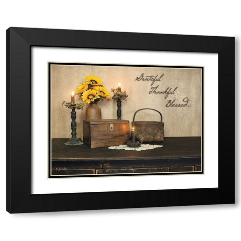 Grateful, Thankful, Blessed Black Modern Wood Framed Art Print with Double Matting by Boyer, Susie