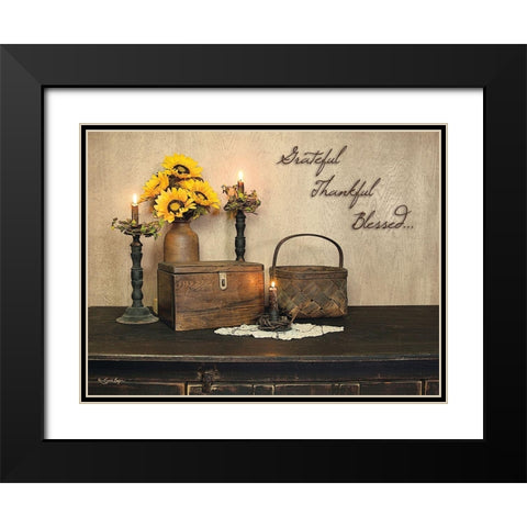 Grateful, Thankful, Blessed Black Modern Wood Framed Art Print with Double Matting by Boyer, Susie