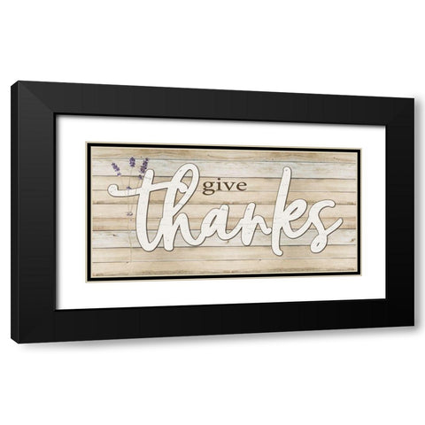 Give Thanks Black Modern Wood Framed Art Print with Double Matting by Boyer, Susie