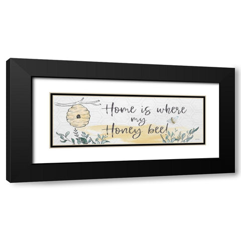 Home Is Where My Honey Bee Black Modern Wood Framed Art Print with Double Matting by Boyer, Susie