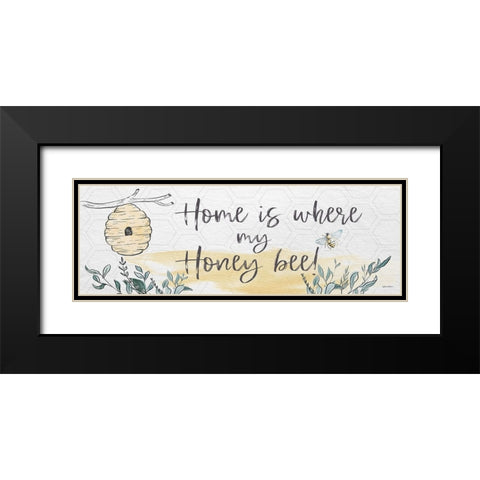 Home Is Where My Honey Bee Black Modern Wood Framed Art Print with Double Matting by Boyer, Susie