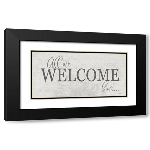 All are Welcome Here Black Modern Wood Framed Art Print with Double Matting by Boyer, Susie