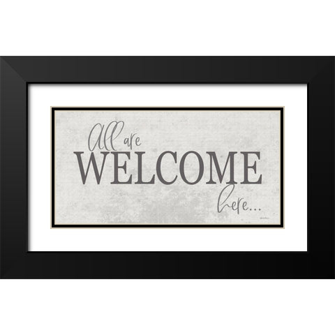 All are Welcome Here Black Modern Wood Framed Art Print with Double Matting by Boyer, Susie